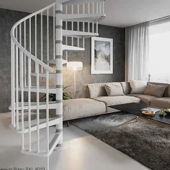 Escalier colimaçon métal 11 marches - Hauteur à franchir 2.31 à 2.53m - Diamètre 140cm - Blanc - GAMIA140/BB-11-Matisere Hot
