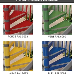 Escalier colimaçon métal 12 marches - Hauteur à franchir 2.52 à 2.76m - Diamètre 140cm - Blanc - GAMIA140/BB-12-Matisere