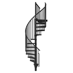 Escalier colimaçon métal 13 marches - Hauteur à franchir 2.47 à 3.05m - Diamètre 160cm - Noir - RONDO160-NN/13-Matisere Clearance
