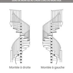 Escalier colimaçon métal 13 marches - Hauteur à franchir 2.47 à 3.05m - Diamètre 160cm - Noir - RONDO160-NN/13-Matisere Clearance