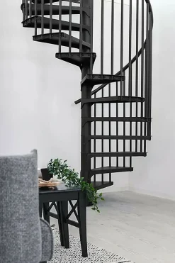 Escalier colimaçon métal 9 marches - Hauteur à franchir 1.71 à 2.12m - Diamètre 160cm - Noir - RONDO160-NN-9-Matisere Online