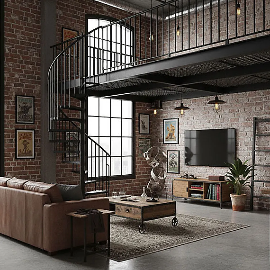 Matisere Escalier colimaçon métal 11 marches - Hauteur à franchir 2.09 à 2.59m - Diamètre 160cm - Noir - RONDO160-NN-11