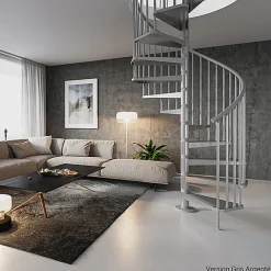 Escalier colimaçon métal 14 marches - Hauteur à franchir 2.94 à 3.22m - Diamètre 120cm - Gris - GAMIA120/GG-14-Matisere Discount