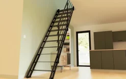 Alumin'home Escalier d'atelier droit Valencia 12 marches rampe en acier et marche en métal l.2.92 m