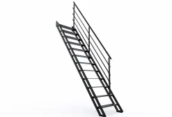 Alumin'home Escalier d'atelier droit Valencia 12 marches rampe en acier et marche en métal l.2.92 m