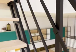 Alumin'home Escalier d'atelier droit Valencia 12 marches rampe en acier et marche en métal l.2.92 m