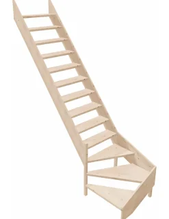 Escalier de Meunier en Kit AZET en Sapin Quart tournant compact-Woodup Sale