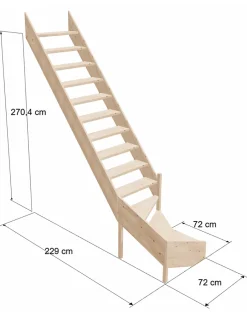 Woodup Escalier de Meunier en Kit AZET en Sapin Quart tournant compact
