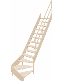 Escalier de Meunier en Kit AZET en Sapin Quart tournant compact-Woodup Online