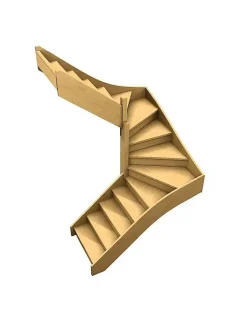 Woodup Escalier Double Quart Tournant Goules 160 160 Sans Rampe 285 Cm Tournant Gauche Avec Contremarches H Sol Sol 285 Cm