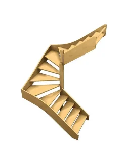 Escalier Double Quart Tournant Sapin Albula 288 Cm Tournant Droite Sans Contremarche Hêtre LC H Sol Sol 288 Cm-Woodup