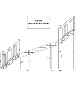 Escalier Double Quart Tournant Sapin Albula 288 Cm Tournant Droite Sans Contremarche Hêtre LC H Sol Sol 288 Cm-Woodup
