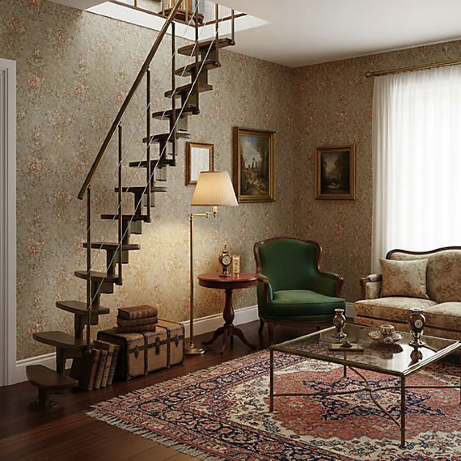 Matisere Escalier droit 13 marches - Hauteur à franchir 2.41 à 3.17m- Largeur 65cm - Structure noire et marche noyer - NIZZA60/I/SNMNO-13