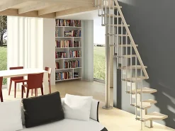 Escalier droit 9 marches - Hauteur à franchir de 2.01 à 2.37m - Largeur 61cm - Couleur naturel et blanc - MINI61/I/SBMNAT-9-Matisere Clearance