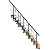 Escalier droit 9 marches - Hauteur à franchir 2.04 à 2.40m - Noir et bois - COMFO80/I/NB-9-Matisere Clearance
