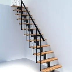 Escalier droit 9 marches - Hauteur à franchir 2.04 à 2.40m - Noir et bois - COMFO80/I/NB-9-Matisere Clearance