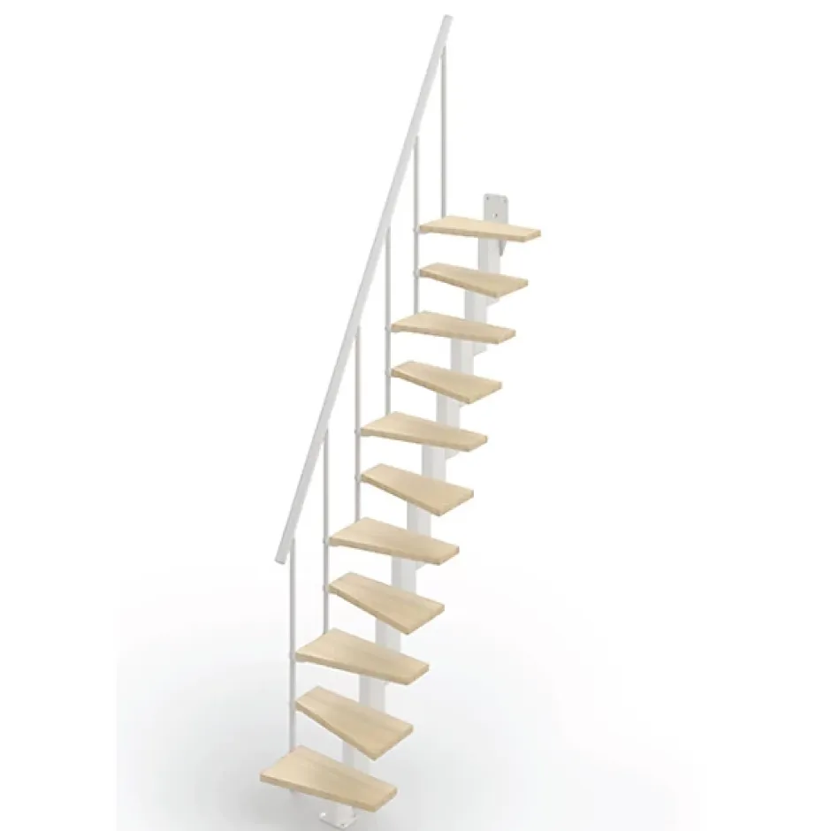 Escalier droit 11 marches - Hauteur à franchir de 2.40 à 2.84m - Largeur 60cm - Couleur bois et blanc - SMALL60/I-SBNAT-11-Matisere