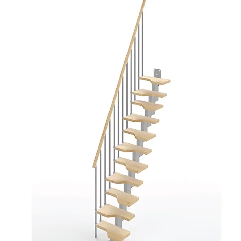 Matisere Escalier droit 13 marches - Hauteur à franchir de 2.81 à 3.33m - Largeur 61cm - Couleur naturel et blanc - MINI61/I/SGMNAT-13