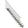 Matisere Escalier droit 10 marches - Hauteur à franchir 2.22 à 2.64m- Largeur 80cm - Structure grise et marche hêtre - COMFO80/I/GB-10