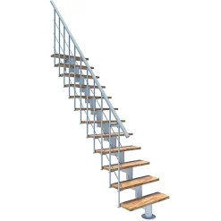 Matisere Escalier droit 14 marches - Hauteur à franchir 2.97 à 3.60m - Largeur 80cm - Structure blanche et marche hêtre - COMFO80/I/BB-14