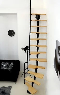 Matisere Escalier droit 9 marches - Hauteur à franchir 1.72 à 2,26m - Noir et Hêtre - TWISTER60-I-NH-9