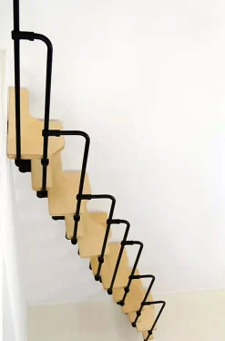 Matisere Escalier droit 9 marches - Hauteur à franchir 1.72 à 2,26m - Noir et Hêtre - TWISTER60-I-NH-9