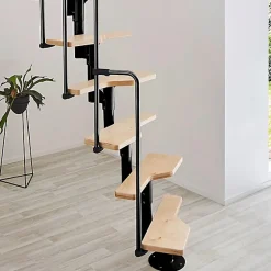 Matisere Escalier droit 9 marches - Hauteur à franchir 1.72 à 2,26m - Noir et Hêtre - TWISTER60-I-NH-9