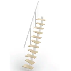 Escalier droit 12 marches - Hauteur à franchir de 2.60 à 3.08m - Largeur 60cm - Couleur bois et blanc - SMALL60/I-SBNAT-12-Matisere Sale
