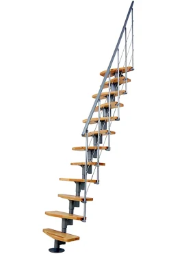 Matisere Escalier droit 11 marches - Hauteur à franchir 2.06 à 2.70m - Largeur 65cm - Structure grise et marche hêtre - NIZZA60/I/GH-11