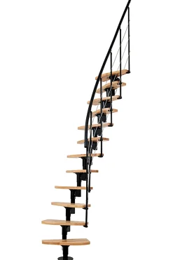 Matisere Escalier droit 11 marches - Hauteur à franchir 2.06 à 2.70m - Largeur 65cm - Structure noire et marche hêtre - NIZZA60/I/NH-11