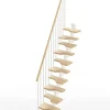 Matisere Escalier droit 10 marches - Hauteur à franchir de 2.21 à 2.61m - Largeur 61cm - Couleur naturel et blanc - MINI61/I/SBMNAT-10