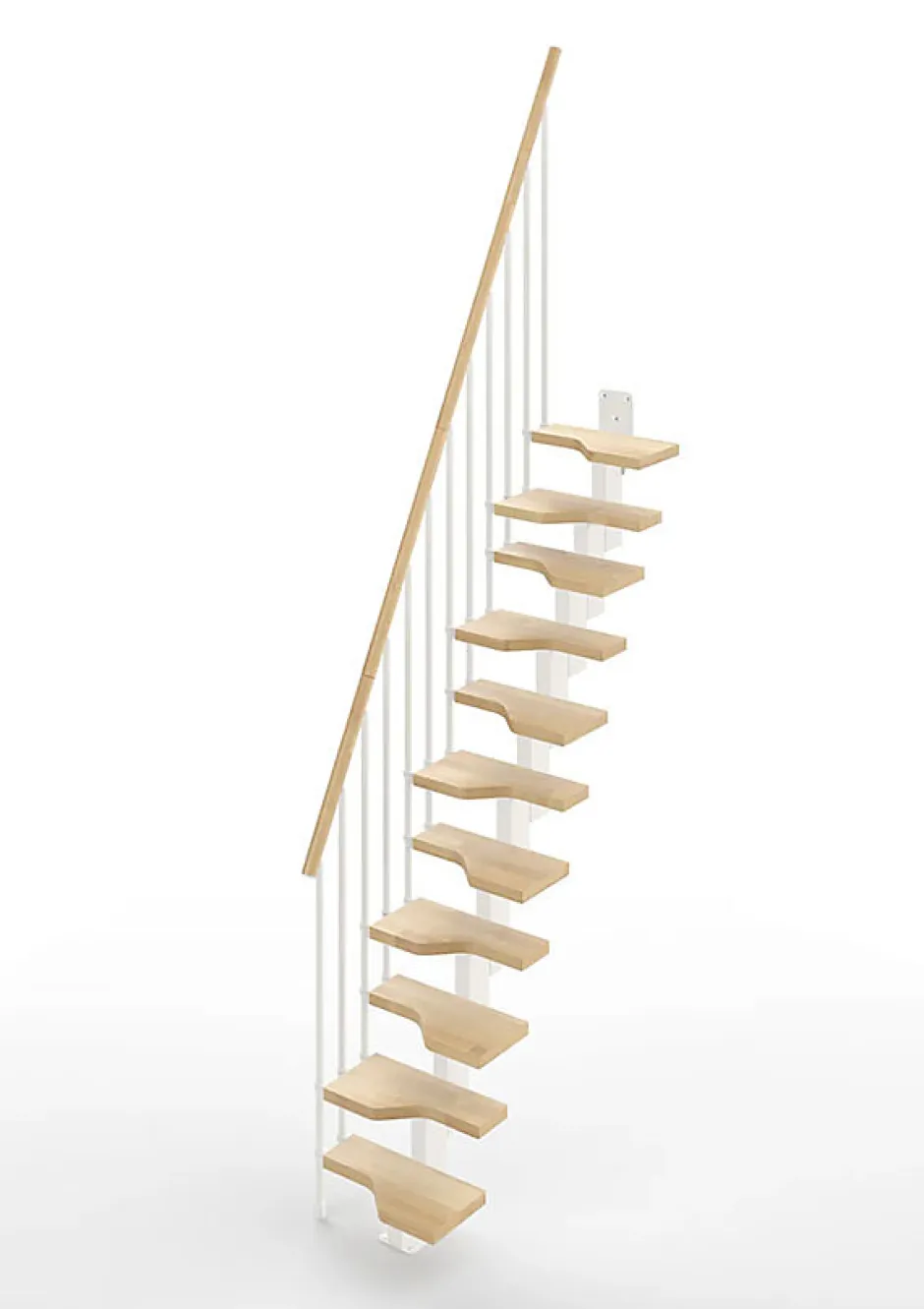 Matisere Escalier droit 10 marches - Hauteur à franchir de 2.21 à 2.61m - Largeur 61cm - Couleur naturel et blanc - MINI61/I/SBMNAT-10