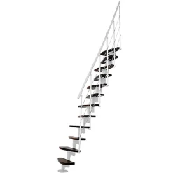 Escalier droit 13 marches - Hauteur à franchir 2.41 à 3.17m - Largeur 65cm - Structure blanche et marche noyer --Matisere Online