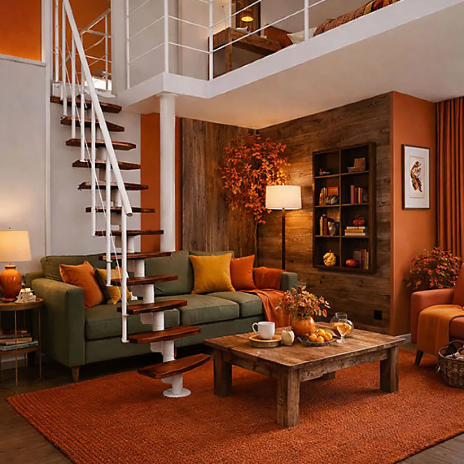 Escalier droit 13 marches - Hauteur à franchir 2.41 à 3.17m - Largeur 65cm - Structure blanche et marche noyer --Matisere Online