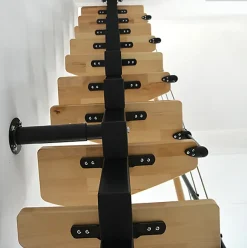 Escalier droit 8 marches - Hauteur à franchir 1.71 à 1.83m - Largeur 65cm - Structure blanche et marche hêtre - QUATR65/I-BB-8-Matisere New