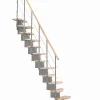 Escalier droit 13 marches - Hauteur à franchir 2.66 à 2.98m - Largeur 65cm - Structure grise et marche hêtre - QUATR65/I-GB-13-Matisere Best