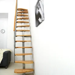 Escalier droit 13 marches - Hauteur à franchir 2.66 à 2.98m - Largeur 65cm - Structure grise et marche hêtre - QUATR65/I-GB-13-Matisere Best