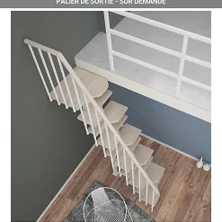 Escalier droit 11 marches - Hauteur à franchir de 2.41 à 2.85m - Largeur 61cm - Couleur naturel et blanc - MINI61/I/SBMNAT-11-Matisere Outlet