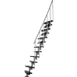 Escalier droit 11 marches - Hauteur à franchir 2.06 à 2.70m- Largeur 65cm - Structure grise et marche noyer - NIZZA60/I/SGMNO-11-Matisere Outlet