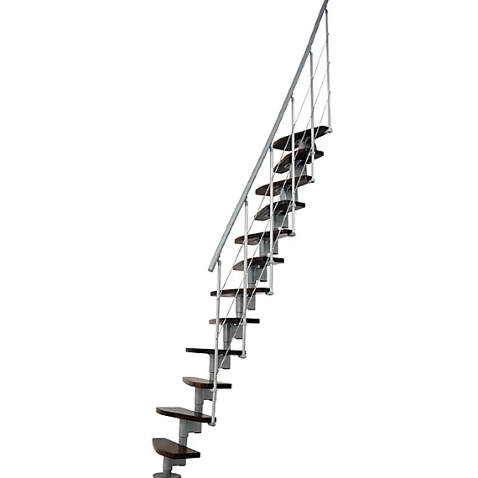 Escalier droit 11 marches - Hauteur à franchir 2.06 à 2.70m- Largeur 65cm - Structure grise et marche noyer - NIZZA60/I/SGMNO-11-Matisere Outlet