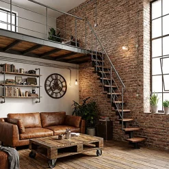 Escalier droit 11 marches - Hauteur à franchir 2.06 à 2.70m- Largeur 65cm - Structure grise et marche noyer - NIZZA60/I/SGMNO-11-Matisere Outlet