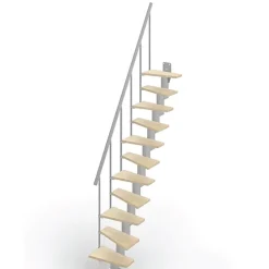 Matisere Escalier droit 11 marches - Hauteur à franchir de 2.40 à 2.84m - Largeur 60cm - Couleur bois et blanc - SMALL60/I-SGNAT-11