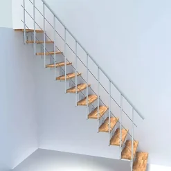 Escalier droit 9 marches - Hauteur à franchir 2.04 à 2.40m - Largeur 80cm - Structure blanche et marche hêtre - COMFO80/I/BB-9-Matisere Best