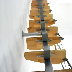 Escalier droit 10 marches - Hauteur à franchir 2.09 à 2.29m - Largeur 65cm - Structure grise et marche hêtre - QUATR65/I-GB-10-Matisere Clearance