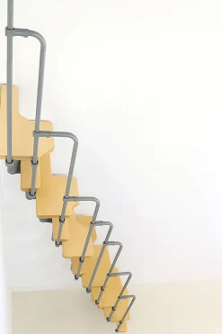 Escalier droit 11 marches - Hauteur à franchir 2.06 à 2.71m - Gris et hêtre - TWISTER60-I-GH-11-Matisere New