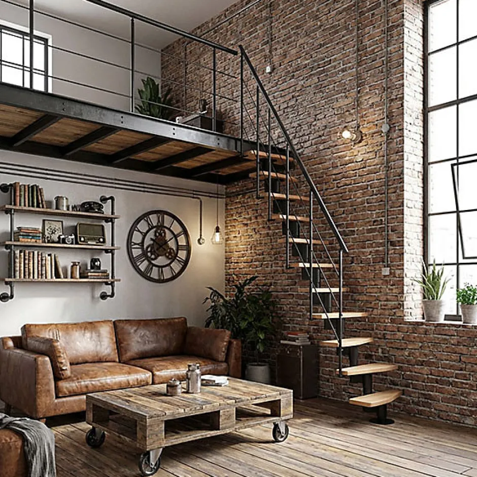 Matisere Escalier droit 12 marches - Hauteur à franchir 2.23 à 2.94m - Largeur 65cm - Structure noire et marche hêtre - NIZZA60/I/NH-12