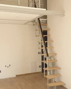 Escalier droit 9 marches - Hauteur à franchir de 2.00 à 2.36m - Largeur 60cm - Couleur bois et blanc - SMALL60/I-SBNAT-9-Matisere Discount