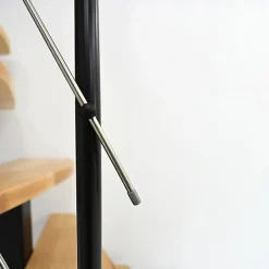 Escalier droit 14 marches - Hauteur à franchir 2.85 à 3.21m - Largeur 65cm - Structure noire et marche hêtre - QUATR65/I-NB-14-Matisere Outlet