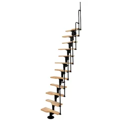 Escalier droit 11 marches - Hauteur à franchir 2.06 à 2.71m - Noir et Hêtre - TWISTER60-I-NH-11-Matisere New