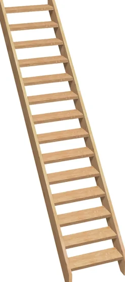 Kordo Escalier droit bois Normandie l.74,5 cm 14 marches sapin